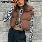 Women Short Cotton Down Vest Sleeveless Warm Stand Up Collar Outerwear Casual Winter Loose Basic Thick Jacket Female Clothes - Matrix Studios