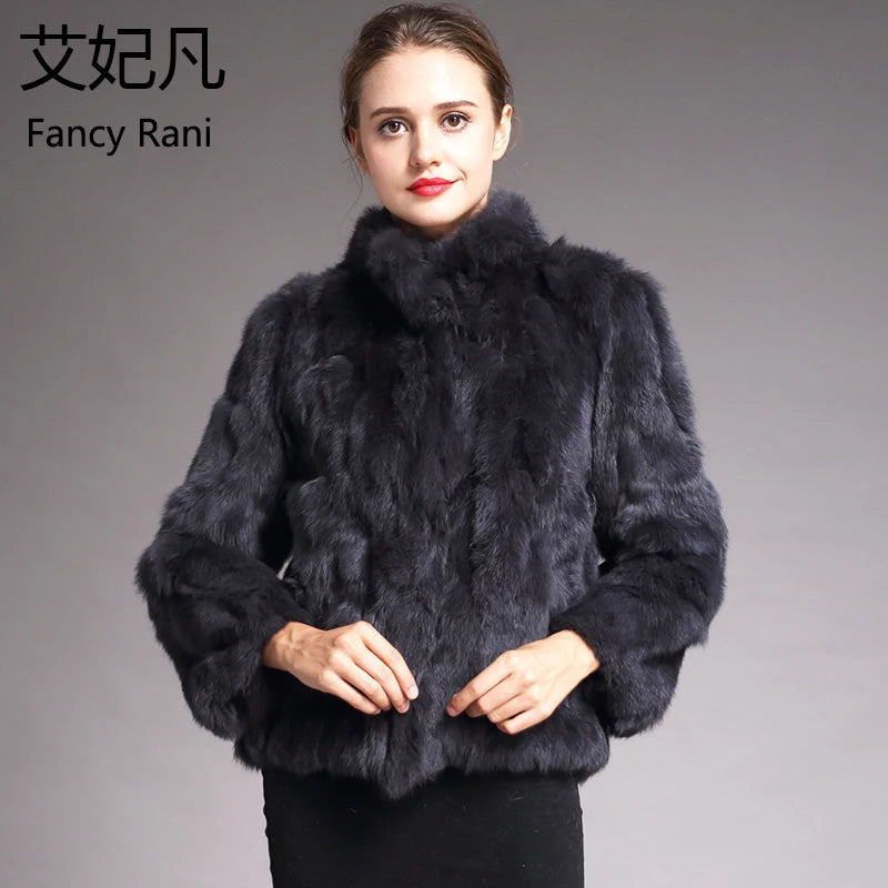 Natural Rabbit Fur Coat Women Winter Jacket Real Leather And Fur Bolero Women's Clothing Female Outerwears With 2025 Black Cold - Matrix Studios