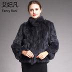 Natural Rabbit Fur Coat Women Winter Jacket Real Leather And Fur Bolero Women's Clothing Female Outerwears With 2025 Black Cold - Matrix Studios