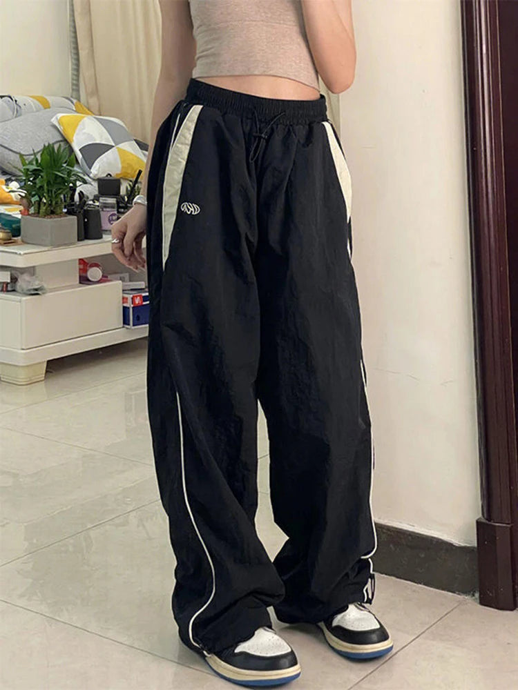 Women Baggy Harajuku Cargo Pants Streetwear Hip Hop Wide Leg Pant Parachute Sweatpants Techwear Joggers Oversized Y2K Trousers - Matrix-studios.com