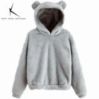 Autumn Winter Women's Hoodies Winter Women Long Sleeve Rabbit Ear Hood Sweatshirt Cute Plush Warm Casual Hoodie Tops - Matrix Studios
