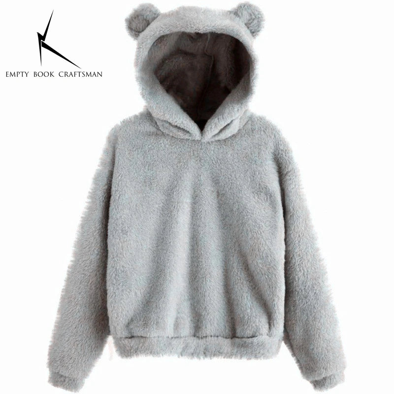Autumn Winter Women's Hoodies Winter Women Long Sleeve Rabbit Ear Hood Sweatshirt Cute Plush Warm Casual Hoodie Tops - Matrix Studios