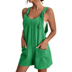 Fashion Women's Jumpsuit Summer 2024 Strappy Sleeveless Casual Loose Solid With Pockets Short Overalls Office Ladies Streetwear - Matrix Studios