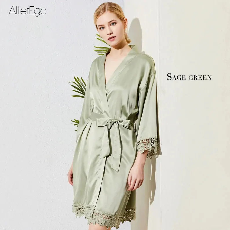 Customized Summer Lace Sleepwear Bride&Bridemaid Wedding Robe Personalized Gown Champagne Kimono Silk Bathrobe Satin Night Dress - Matrix-studios.com