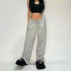 Oversize Woman Grey Black Sweatpants Y2K Korean Streetwear Loose Casual Jogger Pants High Waist All Match Drawstring Trousers - Matrix-studios.com