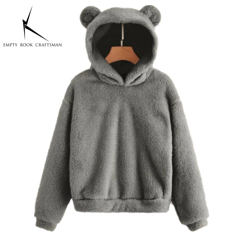 Autumn Winter Women's Hoodies Winter Women Long Sleeve Rabbit Ear Hood Sweatshirt Cute Plush Warm Casual Hoodie Tops - Matrix Studios