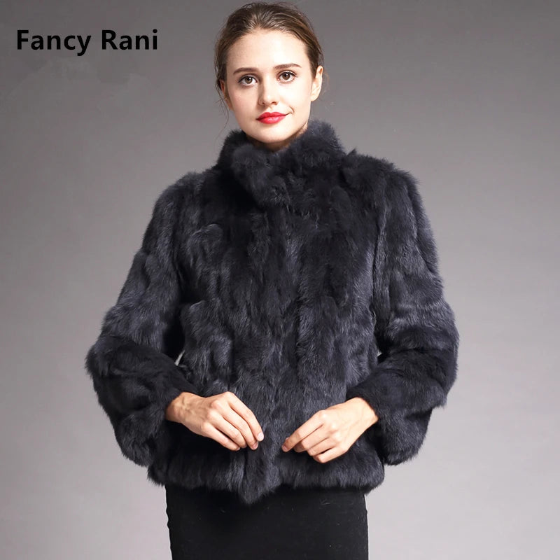 Fancy Rani Natural Rabbit Fur Coat Women Winter Jacket Real Leather And Fur Women's Clothing Female Outerwears With 2024 - Matrix Studios