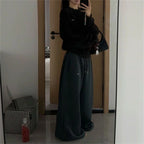 Oversize Woman Grey Black Sweatpants Y2K Korean Streetwear Loose Casual Jogger Pants High Waist All Match Drawstring Trousers - Matrix-studios.com