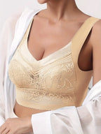 3Pcs Women Lace Bra Perspective Push Up Ice Silk Deep V Bralette Bra Sexy Lingerie Tops Plus Size Cup Mom's underwear L-5XL - Matrix Studios