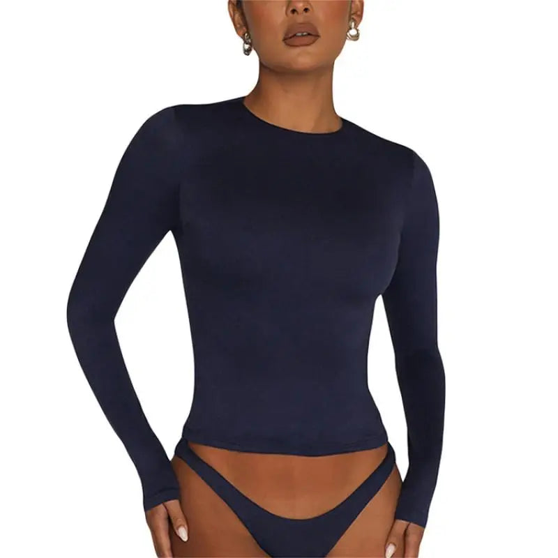TUSHANGGE Women Long Sleeve T Shirt Spring Autumn Solid Casual Shirts Female Pullovers Tee Y2k Clothes Streetwear Crop Tops - Matrix-studios.com