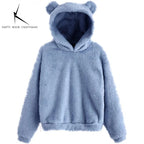 Autumn Winter Women's Hoodies Winter Women Long Sleeve Rabbit Ear Hood Sweatshirt Cute Plush Warm Casual Hoodie Tops - Matrix Studios