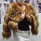 HOOOFUR Faux Fur Coat Women's Jacket Winter Fashion Warm Thick Fox Raccoon Leather Brown Plus Size Especially Fake Fur Cold - Matrix Studios