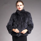QUEENTINA Real Rabbit Fur Coat Woman Luxury Fashion Leather Autumn Winter Jacket Whole Skin 2023 For Female Natural Feather - Matrix Studios