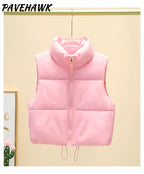Women Short Cotton Down Vest Sleeveless Warm Stand Up Collar Outerwear Casual Winter Loose Basic Thick Jacket Female Clothes - Matrix Studios