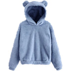 Autumn Winter Women's Hoodies Winter Women Long Sleeve Rabbit Ear Hood Sweatshirt Cute Plush Warm Casual Hoodie Tops - Matrix Studios