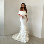 Mila Off the Shoulder Mermaid Sexy Customized Prom Dresses 3D Flower  Party Dress Court Train Floor-Length Evening Dresses 2025 - Matrix Studios