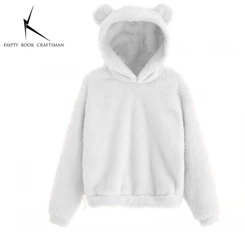 Autumn Winter Women's Hoodies Winter Women Long Sleeve Rabbit Ear Hood Sweatshirt Cute Plush Warm Casual Hoodie Tops - Matrix Studios