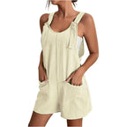 Fashion Women's Jumpsuit Summer 2024 Strappy Sleeveless Casual Loose Solid With Pockets Short Overalls Office Ladies Streetwear - Matrix Studios