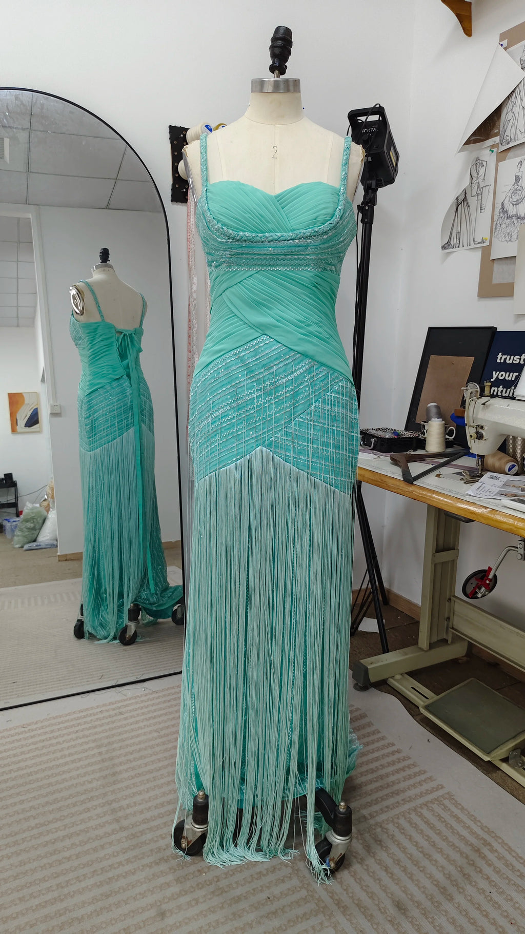 Mila Spaghetti Strap Pleats Prom Dresses Mint Green Sleeveless Customized Formal Evening Sweep Train Vestidos De Fiesta 2025 - Matrix-studios.com
