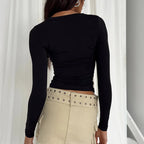 TUSHANGGE Women Long Sleeve T Shirt Spring Autumn Solid Casual Shirts Female Pullovers Tee Y2k Clothes Streetwear Crop Tops - Matrix-studios.com