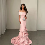 Mila Off the Shoulder Mermaid Sexy Customized Prom Dresses 3D Flower  Party Dress Court Train Floor-Length Evening Dresses 2025 - Matrix Studios