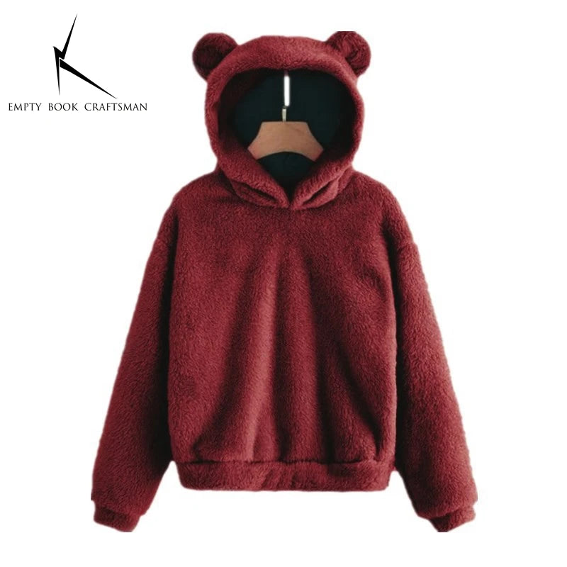 Autumn Winter Women's Hoodies Winter Women Long Sleeve Rabbit Ear Hood Sweatshirt Cute Plush Warm Casual Hoodie Tops - Matrix Studios