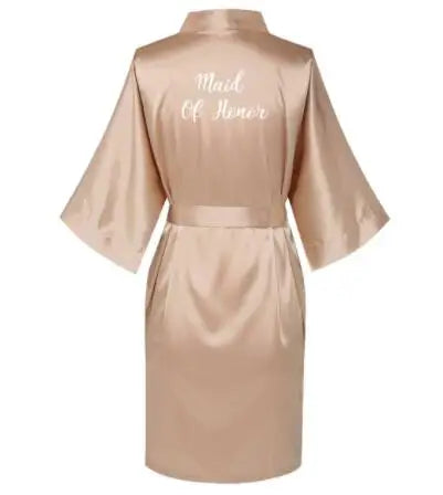 Satin Silk Robes Plus Size Wedding BathRobe Bride Bridesmaid Dress Gown Women Clothing Sleepwear Maid of Honor Rose Gold - Matrix-studios.com