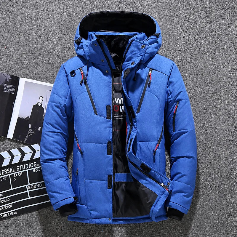 Mens White Duck Down Jacket Warm Hooded Thick Puffer Jacket Coat Male Casual High Quality Overcoat Thermal Winter Parka Men - Matrix Studios