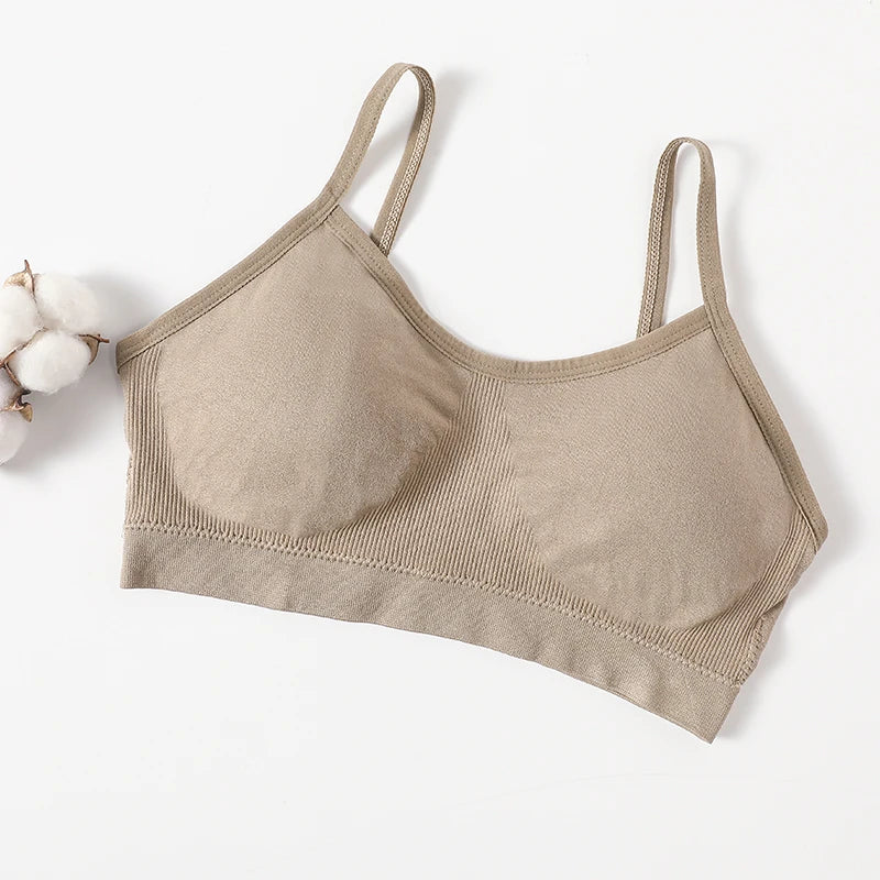 Women's Wireless Bra Sports Tube Top Ribbed Ruched Camisole Bralette With/Without Pads Underwear Sexy Lingerie M-L Intimates - Matrix Studios