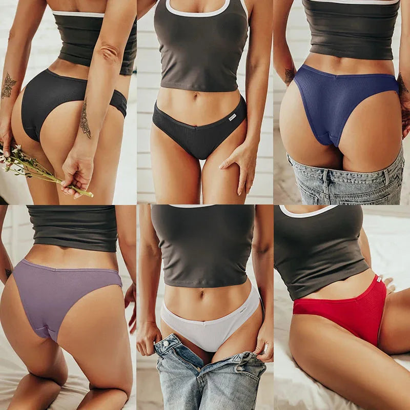 5PCS/Set Cotton Lingerie Panties Sexy Underwear Women Briefs Tangas Female Underpants Pantys Thong Panties Bikini Solid 13 Color - Matrix Studios