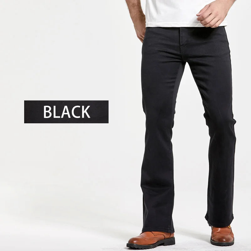 LGRG Mens Boot Cut Jeans Slightly Flared Slim Fit Blue Black Trousers Designer Classic Male Stretch Denim Pants - Matrix Studios