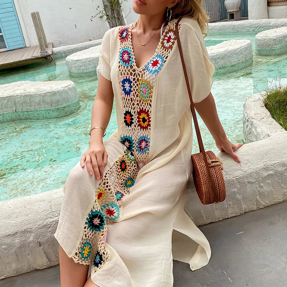 CROCHET BIKINI Women Beach Dress Cover-Ups Swimsuit Beachwear Bathing Suit Swim Cape For Woman Summer Tunic Saida Praia - Matrix Studios