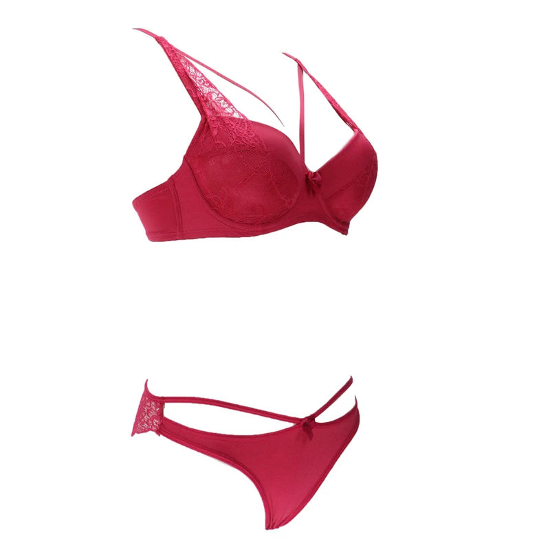 2021 New Sexy Women BCD Cup Bra Sets Lace Thong Hollow Out Underwear Panties Intimante Brief Female Girls Lingerie - Matrix-studios.com