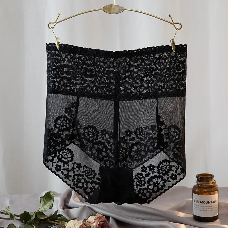 Women Lace High Waist Panties Sexy Mesh Girdle Waist Underwear Quality Plus Size Butt Lifter Knickers Tummy Slim Control Briefs - Matrix Studios