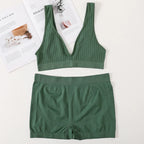 Women Seamless Bra And Panties Set Female Sport V-neck Unlined Bra High Rise Shorts Stretchy Underwear Sexy Lingerie Set - Matrix-studios.com