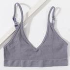 Seamless Tube Top Women's Ribbed V-Neck Wireless Bralette U-Back Daily Wear Bra Sexy Lingerie Adjust Straps Sports Underwear M-L - Matrix Studios
