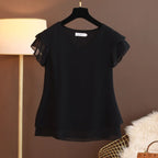 2026 New Summer Women Blouse Loose V-Neck Chiffon Shirt Female Short Sleeve Blouse Oversized Shirts womens tops and blouses Top - Matrix-studios.com