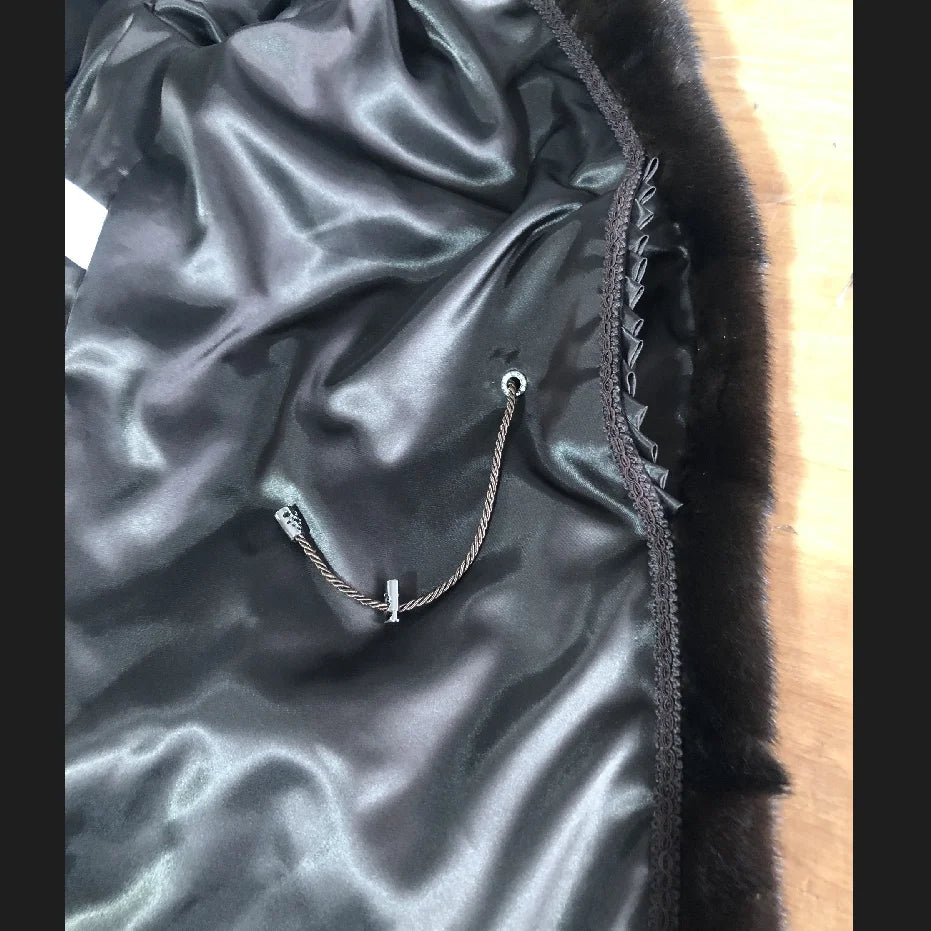Oversized Mink Fur Coat for Women, Natural Fur Coat, Thick Long Leather Jacket for Ladies, Detachable, Winter, New, 2023 - Matrix Studios