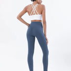 SOISOU Nylon Yoga Set Women's Tracksuit Gym Fitness Set Woman 2 Pieces Leggings Sports Bra Breathable Sportwear Woman Clothes - Matrix-studios.com
