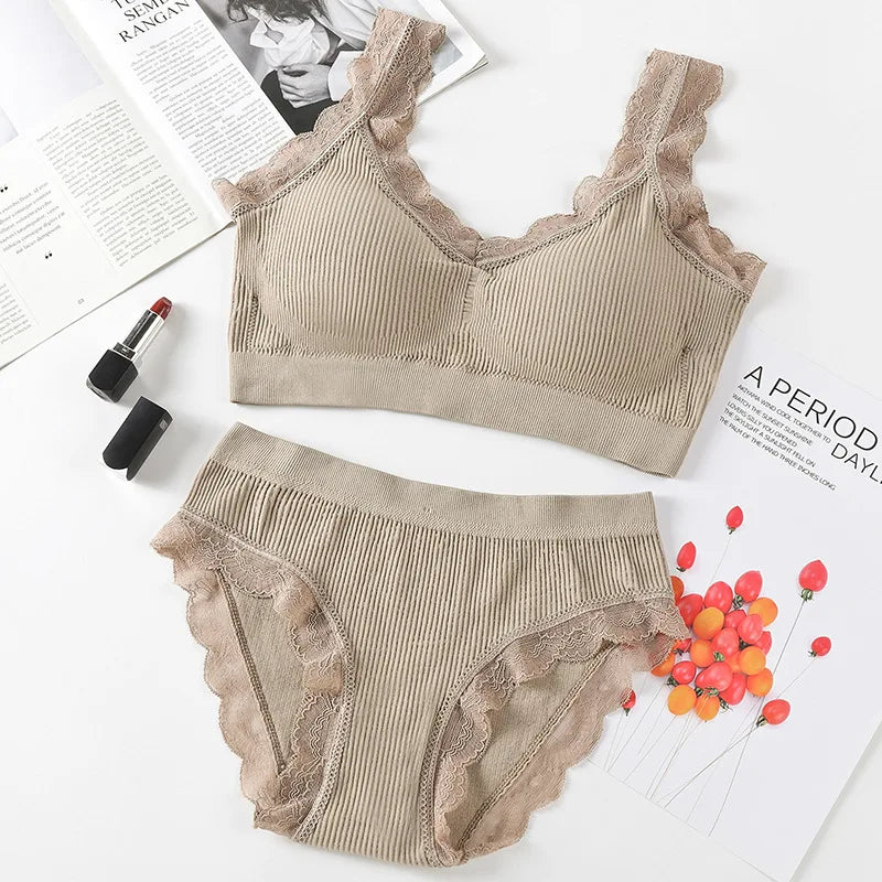 Sexy Women Bra Panties Set Push Up Sports Bra Set Letter Strap Seamless Active Bra Women Lingerie Set Fitness Top Underwear - Matrix-studios.com