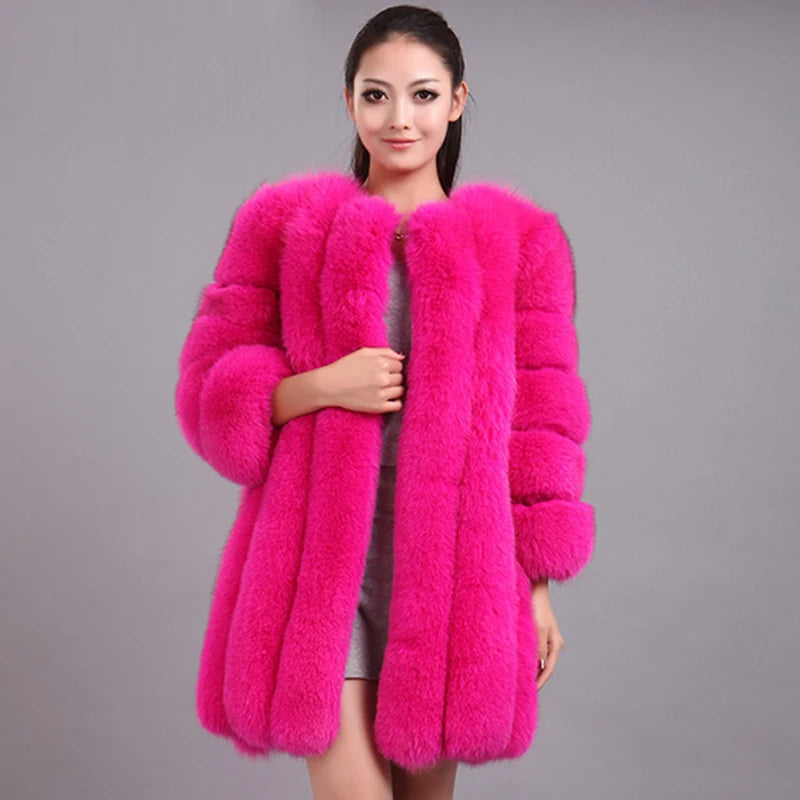 HJQJLJLS 2022 Winter New Fashion Women Long Faux Fur Coat Female Fuzzy Fur Coat Winter Thick Warm Fluffy Artificial Fur Jacket - Matrix Studios