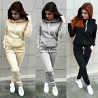Solid Women Tracksuit Casual Hoodies Sweatshirt Pant Set Lounge Wear Sport Suit 2PCS Autumn Winter Clothes - Matrix Studios