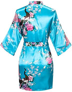 Satin Silk Women Wedding Bridemaid Robe Sexy Crane Print Bathrobe Short Long Kimono Night Gown Robe Fashion Dressing Gown Female - Matrix-studios.com