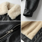New Vintage Winter Leather Jacket Women Black Biker Coat Female Windbreak 2021 Lamb Fur Collar Thick Jacket - Matrix Studios