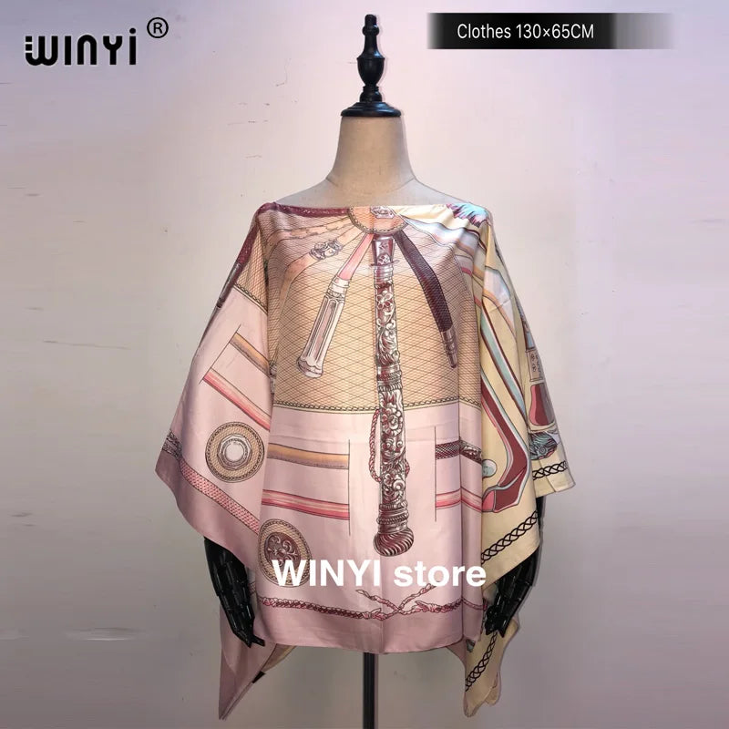 Fashion европейская одежда For Women Popular Thailand Summer Bohemian Printed Batwing Sleeve Silk kaftan Blouse For Night Party - Matrix Studios