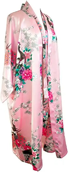 Satin Silk Women Wedding Bridemaid Robe Sexy Crane Print Bathrobe Short Long Kimono Night Gown Robe Fashion Dressing Gown Female - Matrix-studios.com