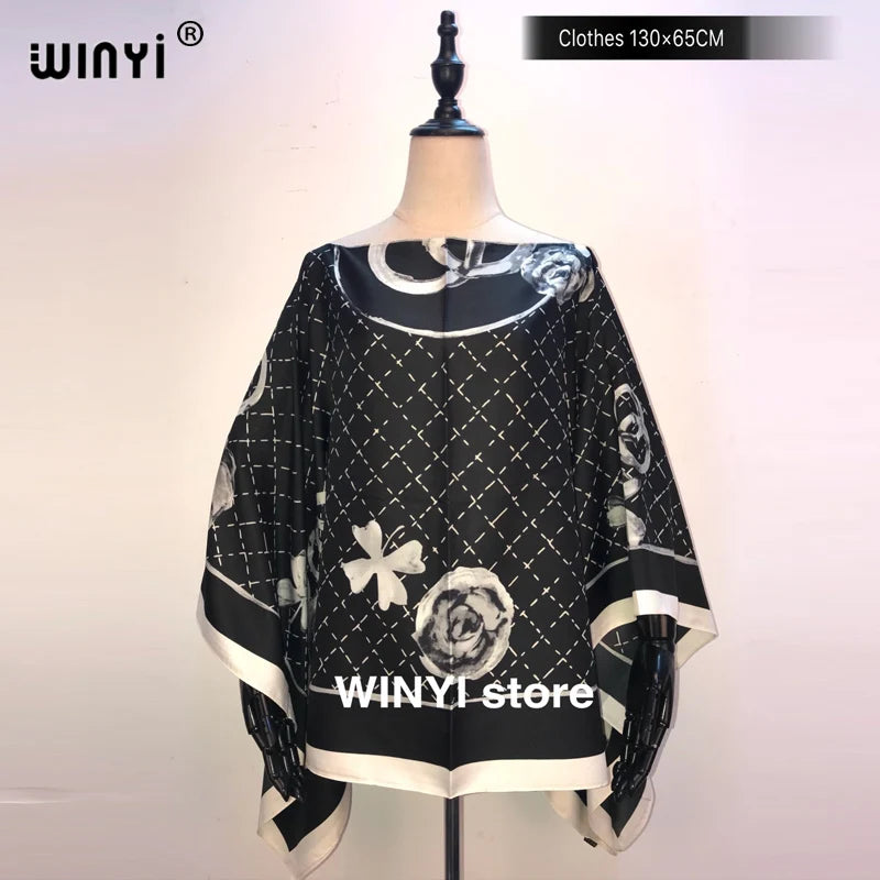 Fashion европейская одежда For Women Popular Thailand Summer Bohemian Printed Batwing Sleeve Silk kaftan Blouse For Night Party - Matrix Studios