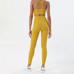 SOISOU Nylon Yoga Set Women's Tracksuit Gym Fitness Set Woman 2 Pieces Leggings Sports Bra Breathable Sportwear Woman Clothes - Matrix-studios.com