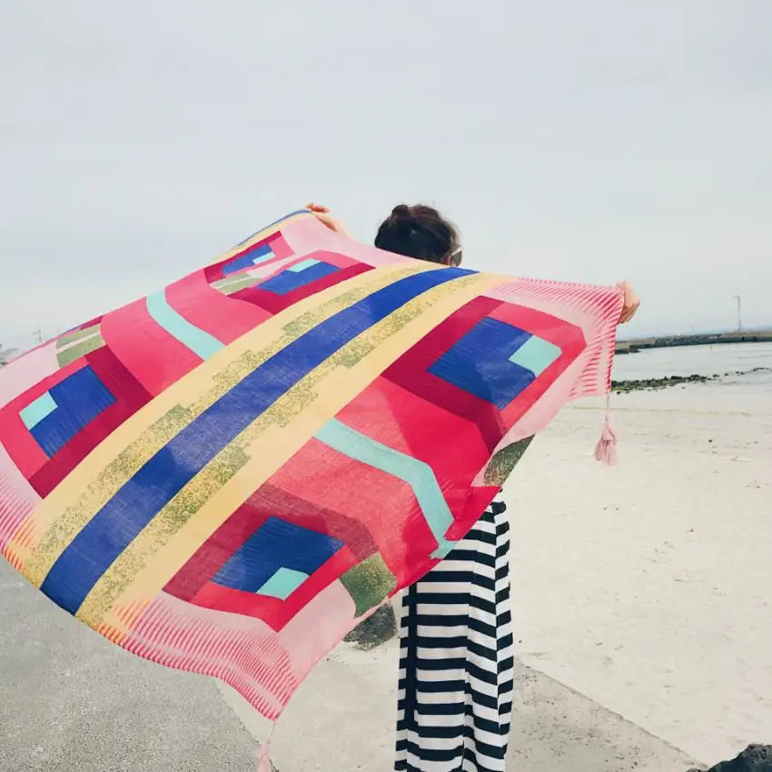 2018 New 90x180cm Twill cotton Pareo Beach Cover-Ups Women Large Beach Dress Bikini Bathing Swimwear Cover Up Sarong Wrap Scarf - Matrix Studios