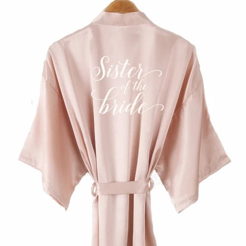 Champagne bathrobe bride satin-silk kimono women bridal party sister team mother shower sleepwear bridesmaid wedding short robes - Matrix-studios.com